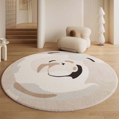 Teppich Rund Drucken Flauschig Kurzflor Bettvorleger Schlafzimmer Teppich Wohnzimmer, Waschbare Gemütlich Und Pflegeleicht Badteppich Rund 80Cm von ZAHHYG