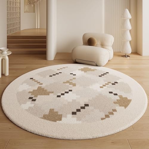 Teppich Rund Drucken Flauschig Kurzflor Bettvorleger Schlafzimmer Teppich Wohnzimmer, Waschbare Gemütlich Und Pflegeleicht Badteppich Rund 80Cm von ZAHHYG