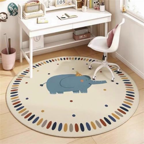 Teppich Rund Elefanten Kurzflor Teppich Wohnzimmer Schlafzimmer,Gemütlich Und Pflegeleicht,Waschbare Anti-Rutsch Badteppich Rund 60 cm von ZAHHYG