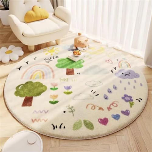 Teppich Rund Farbdruck Flauschig Kurzflor Bettvorleger Schlafzimmer Teppich Wohnzimmer, Waschbare Gemütlich Und Pflegeleicht Badteppich Rund 140Cm von ZAHHYG