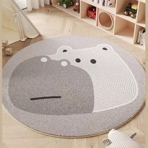 Teppich Rund Graue Muster Kurzflor Teppich Wohnzimmer Schlafzimmer,Gemütlich Und Pflegeleicht,Waschbare Anti-Rutsch Badteppich Rund 160Cm von ZAHHYG