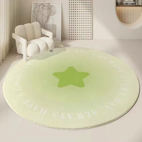 Teppich Rund Grüner Minimalismus Flauschig Kurzflor Bettvorleger Schlafzimmer Teppich Wohnzimmer, Waschbare Gemütlich Und Pflegeleicht Badteppich Rund 140Cm von ZAHHYG