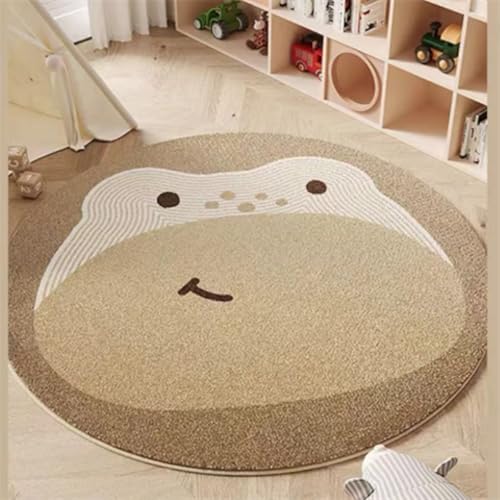 Teppich Rund Khaki Drucken Kurzflor Teppich Wohnzimmer Schlafzimmer,Gemütlich Und Pflegeleicht,Waschbare Anti-Rutsch Badteppich Rund 120Cm von ZAHHYG