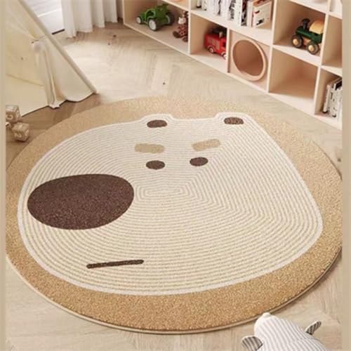 Teppich Rund Khaki Flauschig Kurzflor Bettvorleger Schlafzimmer Teppich Wohnzimmer, Waschbare Gemütlich Und Pflegeleicht Badteppich Rund 80Cm von ZAHHYG