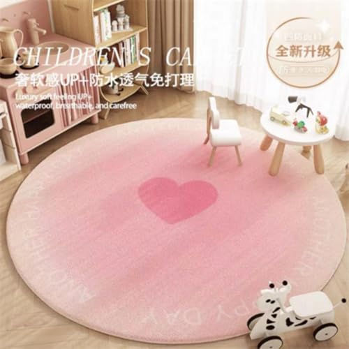 Teppich Rund Minimalistisches Rosa Flauschig Kurzflor Bettvorleger Schlafzimmer Teppich Wohnzimmer, Waschbare Gemütlich Und Pflegeleicht Badteppich Rund 80Cm von ZAHHYG