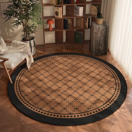 Teppich Rund Prüfen Sie Muster Kurzflor Teppich Wohnzimmer Schlafzimmer,Gemütlich Und Pflegeleicht,Waschbare Anti-Rutsch Badteppich Rund 60 cm von ZAHHYG