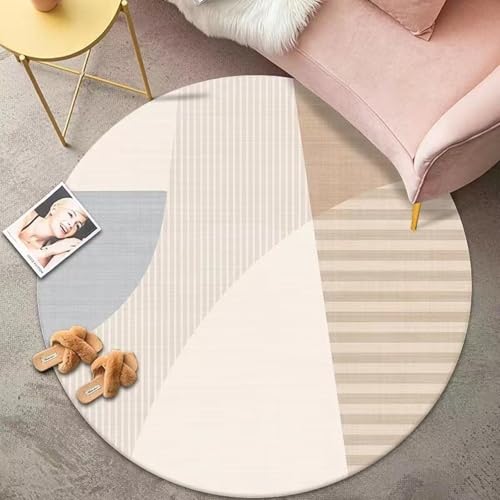 Teppich Rund Unregelmäßiges Muster Flauschig Kurzflor Bettvorleger Schlafzimmer Teppich Wohnzimmer, Waschbare Gemütlich Und Pflegeleicht Badteppich Rund 80Cm von ZAHHYG
