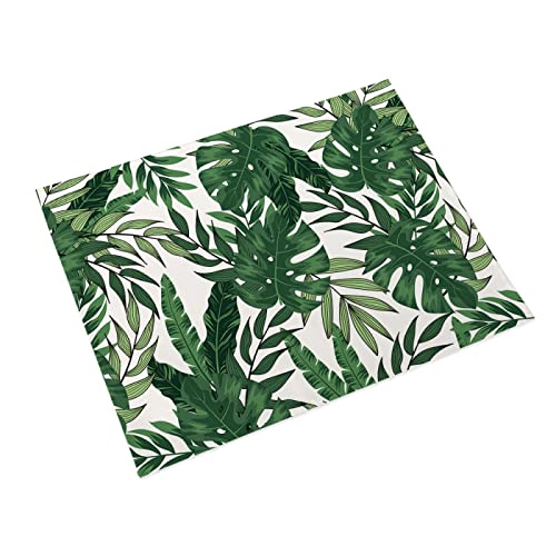 Tischset Dunkelgrüne Blätter Platzset 2er Set rutschfest Tischsets Abwaschbar Flachs Abgrifffeste Hitzebeständig Platzdeckchen Schmutzabweisend Platzsets für Küche Speisetisch 45x30cm von ZAHHYG