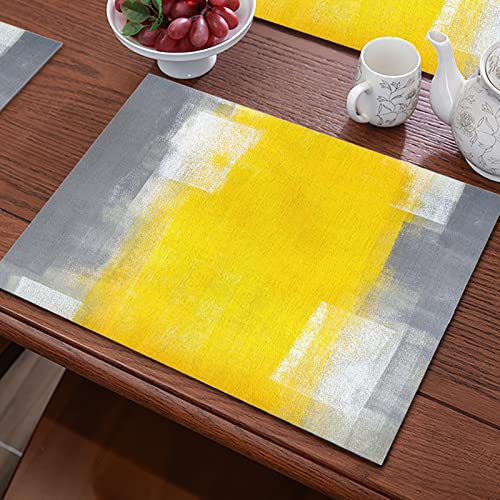 Tischset Gelb Grau Geometrisch Platzset 2er Set rutschfest Tischsets Abwaschbar PVC Abgrifffeste Hitzebeständig Platzdeckchen Untersetzer Schmutzabweisend Platzsets für Küche Speisetisch 45x30cm Tischset Gelb Grau Geometrisch Platzset 2er Set rutschfest Tischsets Abwaschbar PVC Abgrifffeste Hitzebeständig Platzdeckchen Untersetzer Schmutzabweisend Platzsets für Küche Speisetisch 45x30cm von ZAHHYG