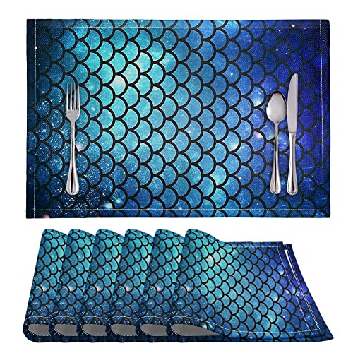 Tischset Königsblaue Schuppen Platzset 2er Set rutschfest Tischsets Abwaschbar PVC Abgrifffeste Hitzebeständig Platzdeckchen Untersetzer Schmutzabweisend Platzsets für Küche Speisetisch 45x30cm Tischset Königsblaue Schuppen Platzset 2er Set rutschfest Tischsets Abwaschbar PVC Abgrifffeste Hitzebeständig Platzdeckchen Untersetzer Schmutzabweisend Platzsets für Küche Speisetisch 45x30cm von ZAHHYG