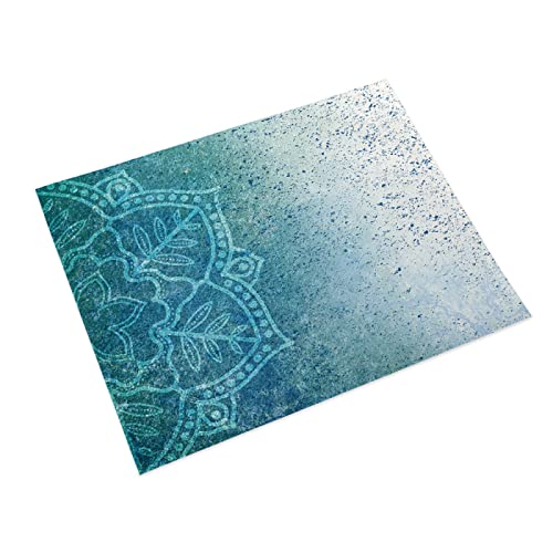 Tischset Mandala Mit Blauem Farbverlauf Platzset 2er Set rutschfest Tischsets Abwaschbar Flachs Abgrifffeste Hitzebeständig Platzdeckchen Schmutzabweisend Platzsets für Küche Speisetisch 45x30cm von ZAHHYG