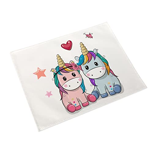 Tischset Paar Einhorn Platzset 2er Set rutschfest Tischsets Abwaschbar PVC Abgrifffeste Hitzebeständig Platzdeckchen Schmutzabweisend Platzsets für Küche Speisetisch 45x30cm von ZAHHYG