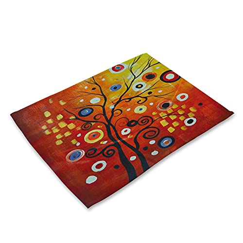 Tischset Rot-Orange-Baum Platzset 2er Set rutschfest Tischsets Abwaschbar Flachs Abgrifffeste Hitzebeständig Platzdeckchen Schmutzabweisend Platzsets für Küche Speisetisch 45x30cm Tischset Rot-Orange-Baum Platzset 2er Set rutschfest Tischsets Abwaschbar Flachs Abgrifffeste Hitzebeständig Platzdeckchen Schmutzabweisend Platzsets für Küche Speisetisch 45x30cm von ZAHHYG