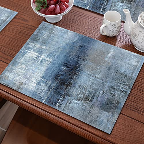 Tischset Vintage Blau Grau Platzset 2er Set rutschfest Tischsets Abwaschbar Flachs Abgrifffeste Hitzebeständig Platzdeckchen Untersetzer Schmutzabweisend Platzsets für Küche Speisetisch 45x30cm Tischset Vintage Blau Grau Platzset 2er Set rutschfest Tischsets Abwaschbar Flachs Abgrifffeste Hitzebeständig Platzdeckchen Untersetzer Schmutzabweisend Platzsets für Küche Speisetisch 45x30cm von ZAHHYG