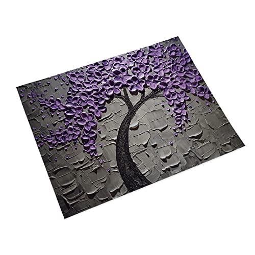 Tischsets Stoff Lila Blätter Platzset 4er Set rutschfest Platzdeckchen Abwaschbar Flachs Abgrifffeste Hitzebeständig Platzdeckchen Schmutzabweisend Tischsets für Küche Speisetisch 45x30cm von ZAHHYG