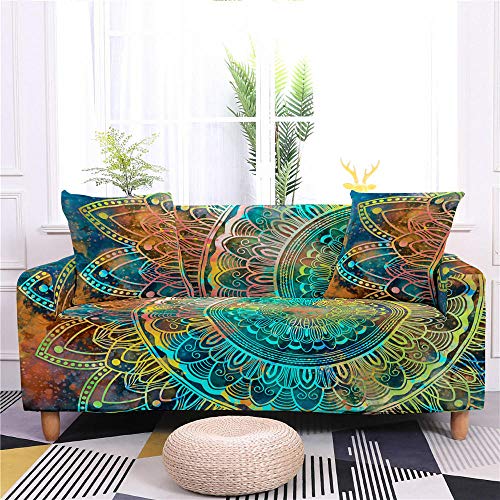 ZAHHYG Sofabezug Mandala Bunt Sofa Überzug Sofaüberwurf Stretchy Couchbezug Sofa Bezug Ecksofa Überwurf Sofabezüge Antirutsch Sofahusse Jacquard Sofaüberzug 1 Place (90cm-140cm) von ZAHHYG