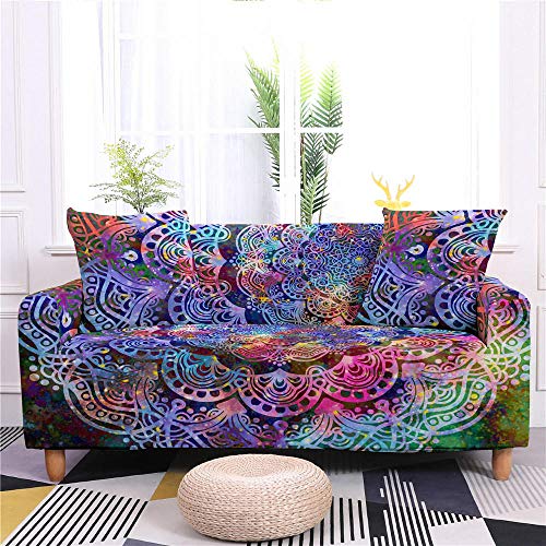 ZAHHYG Sofaüberwurf Lila Mandala-Druck Sofabezug Sofa Überzug Stretchy Couchbezug Sofa Bezug Ecksofa Überwurf Sofabezüge Antirutsch Sofahusse Jacquard Sofaüberzug 2 Places (145cm-185cm) von ZAHHYG