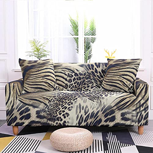 ZAHHYG Sofaüberwurf Tier Leopardenmuster Sofabezug Sofa Überzug Stretchy Couchbezug Sofa Bezug Ecksofa Überwurf Sofabezüge Antirutsch Sofahusse Jacquard Sofaüberzug 2 Places (145cm-185cm) von ZAHHYG