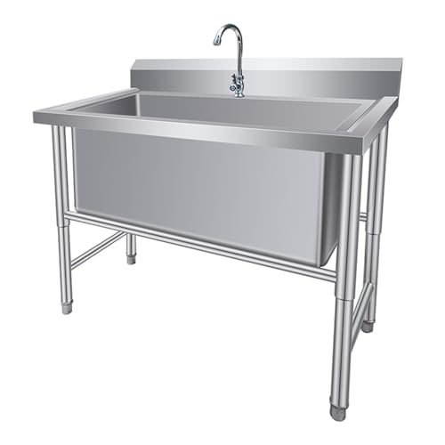 Freistehende Einzelbecken-spüle,Küchenspüle Für Gewerbliche Restaurants,Handwaschbecken Für Die Zubereitung Und Nutzung,Einzelspülbecken-set Aus Edelstahl,Außenspüle Mit Kaltwasserleitung(32in/80cm) von ZAHIKA