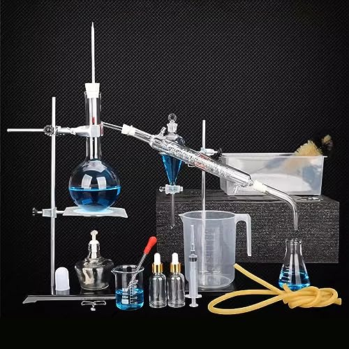 ZAHIKA Destillation Kit,Labor Glaswaren,Alkohol Destiller,Chemie Labor Glaswaren Kit,Home Micro Destillation Destiller Reiniger Glaswaren Set,500ml von ZAHIKA