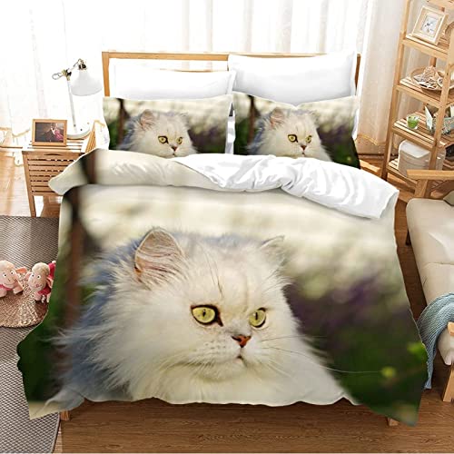 Bettwäsche 135x200 Hellbraune Perserkatze + 1 kopfkissenbezug 80x80 cm - mit verdecktem Reißverschluss bettwäsche-Sets - Weiche und Angenehme Schlafkomfort bettwäsche Set von ZAHOCAI