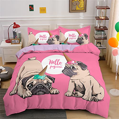 ZAHOCAI Bettwäsche 135x200 Rose FranzöSische Bulldogge 3D Drucken luftdurchlässiger Bettbezug + 2 Kissenbezug 80x80 cm mit Reißverschluss Bettwäsche-Sets 100% Mikrofaser bettwaren & bettwäsche von ZAHOCAI