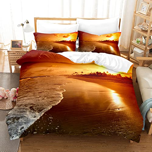 ZAHOCAI Bettwäsche 150x200 Orange Wellen + 2 Kopfkissenbezug 80x80 cm - Mit Verdecktem ReißVerschluss BettwäSche-Sets - Weiche Und Angenehme Schlafkomfort BettwäSche FüRs Bett von ZAHOCAI