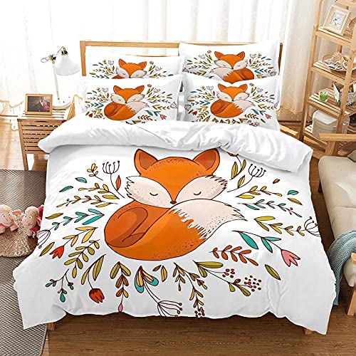 ZAHOCAI Bettwäsche 150x200 WeißEr Fuchs 110gsm Mikrofaser Mit ReißVerschluss Bettwaren & BettwäSche + 1 Kissenbezug 80 X 80 cm,Geeignet FüR Erwachsene Und Kinder Bettbezug von ZAHOCAI