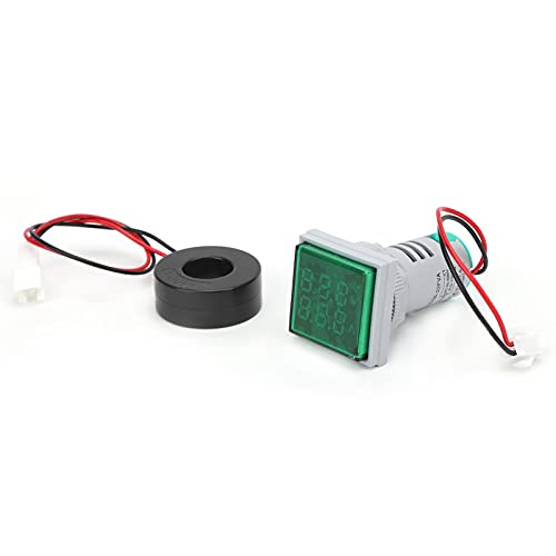 ZAICOLER Aktuelle Spannungs-Messgeräte, Digital-Ammeter-Voltmeter AD16-22FVA 2in 1 Voltmeter-Spannungs-Stromzähler-Tester LED-Anzeige-Voltmeter-Mess Anzeige (GREEN) von ZAICOLER
