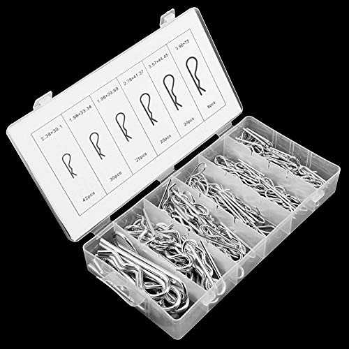 ZAICOLER Cotter Stifte, 150pcs R Cotter -Stift -Stift Clamp/Holder Sortiment Befestigungsmittel Set 6 Verschiedene Größen Pin Abzieher mit Plastikbox von ZAICOLER