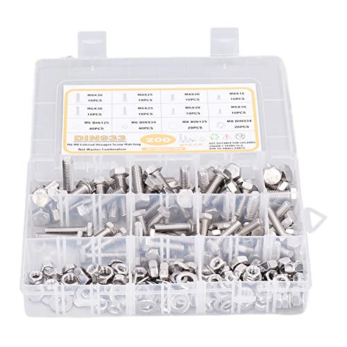ZAICOLER Hardware -Muttern, 200pcs Sechskantschrauben Waschmaschinen Muttern Kit 304 Edelstahl Maschinenschraube Sechskantschrauben Nuss- und Bolzen Sortimentsets Zum Reparieren von Möbeln ZAICOLER Hardware -Muttern, 200pcs Sechskantschrauben Waschmaschinen Muttern Kit 304 Edelstahl Maschinenschraube Sechskantschrauben Nuss- und Bolzen Sortimentsets Zum Reparieren von Möbeln von ZAICOLER