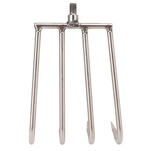 ZAICOLER Lake Unkraut -Rechen, Edelstahl 4 Zähne Hand Rechen Tragbarer Wasserkrautsharken mit 8 Mm Gewinde Grenzfläche Seetang Rake Muschel Zum Fischen (S) von ZAICOLER
