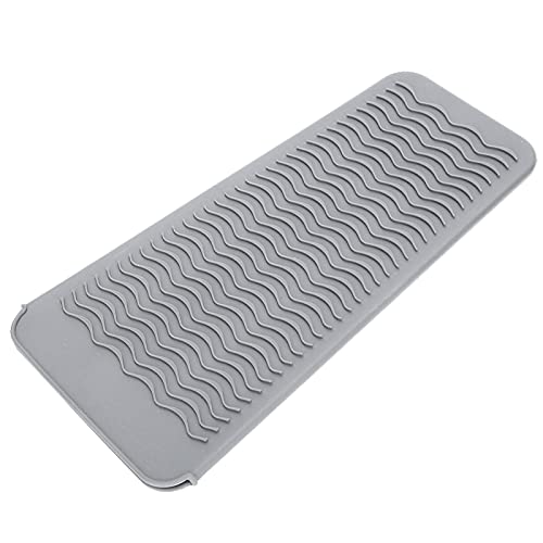 ZAICOLER Silikonmatte für Haarwerkzeuge, Nicht -Schlupfwellen Textur Faltbares Haarglätter Beutel Wärme Resistent Abdeckungsfeste Silikonmatten -Beutel Eisenabdeckung für Reise und Heimgebrauch (GREY) von ZAICOLER