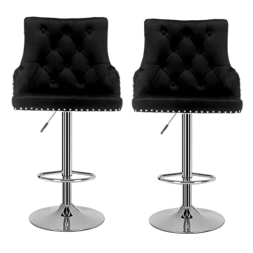 2er Set Barhocker Barstühle Drehstühle höhenverstellbare Wohnzimmerstühle mit Samt-Optik Tresenhocker mit Fußstütze & Lehne,für Bartheke, Küche,Milch Tee,Dessert Shop Barstuhl von ZAIHW