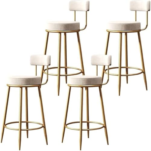 Barhocker 4er Set Barstühle,Bistrohocker Moderne Eleganz Samt Polsterhocker Küchenstühle mit stabilem Metallgestell,Barhohe Esszimmerstuhl mit Lehne für Bar & Kitchen - Kücheninsel von ZAIHW