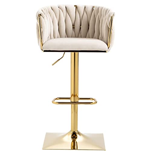 Barstuhl Aus Samt Moderne Elegante Tresenhocker 360°drehstuhl Küchenhocker Bistrohocker Barhocker Mit Hoher Rückenlehne Und Fußstütze,für Bar/Café/Kücheninsel Grau von ZAIHW