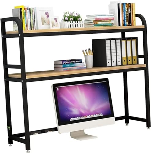 Bücherregal, 2 Etagen, Computer-Desktop-Tisch, Bücherregal, Verstellbarer Schreibtisch-Organizer, Mehrzweck-Aufsatzregal von ZAIHW