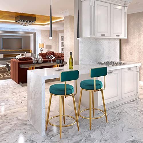 Moderne Eleganz Samt Polsterhocker 2er Set Designer Barstuhl Hocker Tresenhocker Bistrohocker mit Fußstütze Sitzfläche aus Samt mit Rückenlehne Hochhocker für Wohnzimmer Esszimmer Küche von ZAIHW