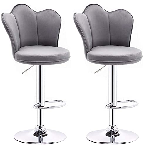 Moderne Thekenhocker Barhocker 2er Set Drehhocker mit Gepolsterten Sitzkissen mit Rückenlehne und Fußstütze, Küchenhocker 360° Drehbar, Samt Barstuhl für Kücheninseln und Bar von ZAIHW