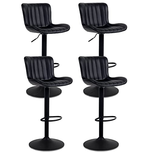 Moderne Tresenhocker 360° Drehbar Küchenhocker mit Fußstütze Barhocker 4er Set Barstuhl Tresenhocker Metallbeine Bistrohocker Barstuhl Höhenverstellbar für Küche/Hausbar/Esszimmer von ZAIHW