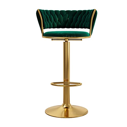 Samt Barstuhl Moderner Drehhocker 360°Drehstuhl mit Gepolsterten Sitzkissen Höhenverstellbar Tresenhocker Moderne Tresenhocker mit Lehne fußstütze für Bar/Café/Kücheninsel von ZAIHW