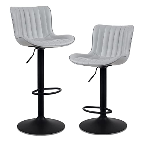 barhocker 2er Set Küchenhocker Höhenverstellbar 360° Drehbar Barstuhl Moderne Thekenhocker Aus Kunstleder Mit Rückenlehne Und Fußstütze Für Kücheninseln Und Bar Wohnzimmer von ZAIHW