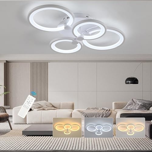 ZAITINZ Deckenlampe Led,42W Wohnzimmerlampe Decke,3000-6000K Deckenleuchte Dimmbar mit fernbedienung,4 Ringe Led Deckenleuchte Weiß,2-lagiges Design Moderne Deckenleuchten mit Memory Funktion,56*42CM ZAITINZ Deckenlampe Led,42W Wohnzimmerlampe Decke,3000-6000K Deckenleuchte Dimmbar mit fernbedienung,4 Ringe Led Deckenleuchte Weiß,2-lagiges Design Moderne Deckenleuchten mit Memory Funktion,56*42CM von ZAITINZ