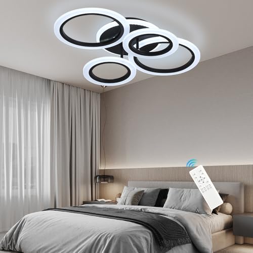 ZAITINZ Deckenlampe Led,50W Wohnzimmerlampe Decke, 3000K-6000K Deckenleuchte Dimmbar mit fernbedienung,4 Ringe Led Deckenleuchte Schwarz,2-lagiges Design Moderne Deckenleuchten,60 * 40CM ZAITINZ Deckenlampe Led,50W Wohnzimmerlampe Decke, 3000K-6000K Deckenleuchte Dimmbar mit fernbedienung,4 Ringe Led Deckenleuchte Schwarz,2-lagiges Design Moderne Deckenleuchten,60 * 40CM von ZAITINZ