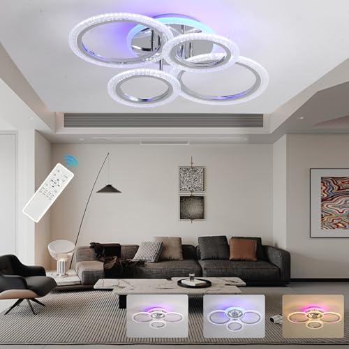 ZAITINZ Deckenlampe Led,50W Wohnzimmerlampe Decke,3000K-6000K Deckenleuchte Dimmbar mit fernbedienung,4 Ringe Led Deckenleuchte,2-lagiges Design Moderne Deckenleuchten,60 * 40CM,Chrom ZAITINZ Deckenlampe Led,50W Wohnzimmerlampe Decke,3000K-6000K Deckenleuchte Dimmbar mit fernbedienung,4 Ringe Led Deckenleuchte,2-lagiges Design Moderne Deckenleuchten,60 * 40CM,Chrom von ZAITINZ