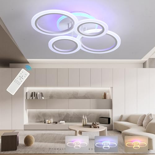 ZAITINZ Deckenlampe Led,50W Wohnzimmerlampe Decke,3000K-6000K Deckenleuchte Dimmbar mit fernbedienung,4 Ringe Led Deckenleuchte,Moderne Deckenleuchten mit Memory Funktion,Deckenlampe weiß ZAITINZ Deckenlampe Led,50W Wohnzimmerlampe Decke,3000K-6000K Deckenleuchte Dimmbar mit fernbedienung,4 Ringe Led Deckenleuchte,Moderne Deckenleuchten mit Memory Funktion,Deckenlampe weiß von ZAITINZ