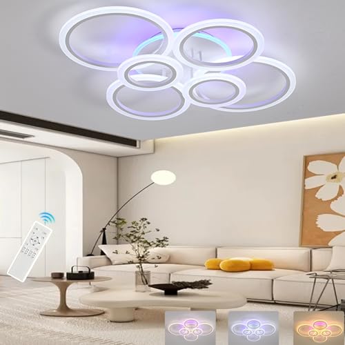 ZAITINZ Deckenlampe Led,6 Ringe Wohnzimmerlampe,Deckenleuchte Dimmbar mit fernbedienung 3000K-6000K,Led Deckenleuchte 70W,Moderne Deckenleuchten mit Memory Funktion,Deckenlampe weiß,70 * 55CM ZAITINZ Deckenlampe Led,6 Ringe Wohnzimmerlampe,Deckenleuchte Dimmbar mit fernbedienung 3000K-6000K,Led Deckenleuchte 70W,Moderne Deckenleuchten mit Memory Funktion,Deckenlampe weiß,70 * 55CM von ZAITINZ