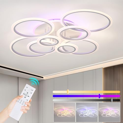 ZAITINZ Deckenlampe Led,8 Ringe Wohnzimmerlampe,Led Deckenleuchte 80W,Moderne Deckenleuchten mit Memory Funktion,Deckenleuchte Dimmbar mit fernbedienung 3000-6000K,Innenraum Deckenlampe weiß 105*85CM ZAITINZ Deckenlampe Led,8 Ringe Wohnzimmerlampe,Led Deckenleuchte 80W,Moderne Deckenleuchten mit Memory Funktion,Deckenleuchte Dimmbar mit fernbedienung 3000-6000K,Innenraum Deckenlampe weiß 105*85CM von ZAITINZ