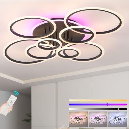 ZAITINZ led deckenleuchte,8 Ringe Wohnzimmerlampe,80W deckenleuchte dimmbar,Moderne Deckenleuchten mit Memory Funktion,farbig deckenleuchten 3000-6000K,Innenraum lampe wohnzimmer schwarz 105 * 85CM ZAITINZ led deckenleuchte,8 Ringe Wohnzimmerlampe,80W deckenleuchte dimmbar,Moderne Deckenleuchten mit Memory Funktion,farbig deckenleuchten 3000-6000K,Innenraum lampe wohnzimmer schwarz 105 * 85CM von ZAITINZ