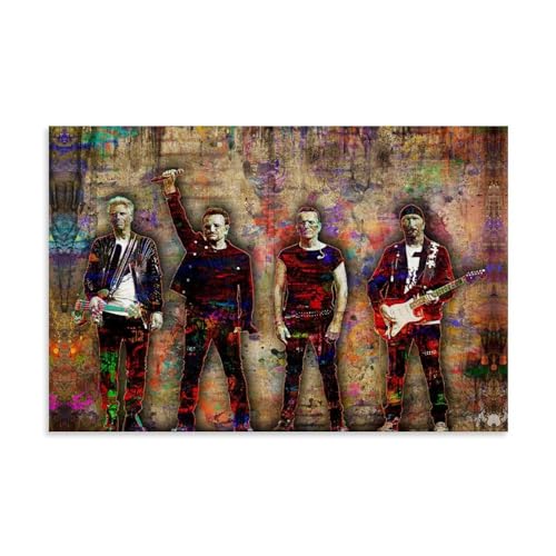 ZAJSGPUR Bands U2 Members Color Art Wandkunst Bilddruck Moderne Familienzimmer Dekor 20x30inch(50x75cm) von ZAJSGPUR
